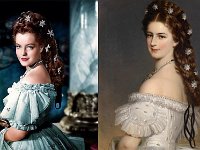 Romy-Sissi1  Sissi, Impératrice d'Autriche de 1854 à 1898, reine de Hongrie et de Bohême. Devenue (aussi) célèbre grâce aux films «Sissi» de Ernst Marischka (1955-56-57) où elle est incarnée par Romy Schneider.